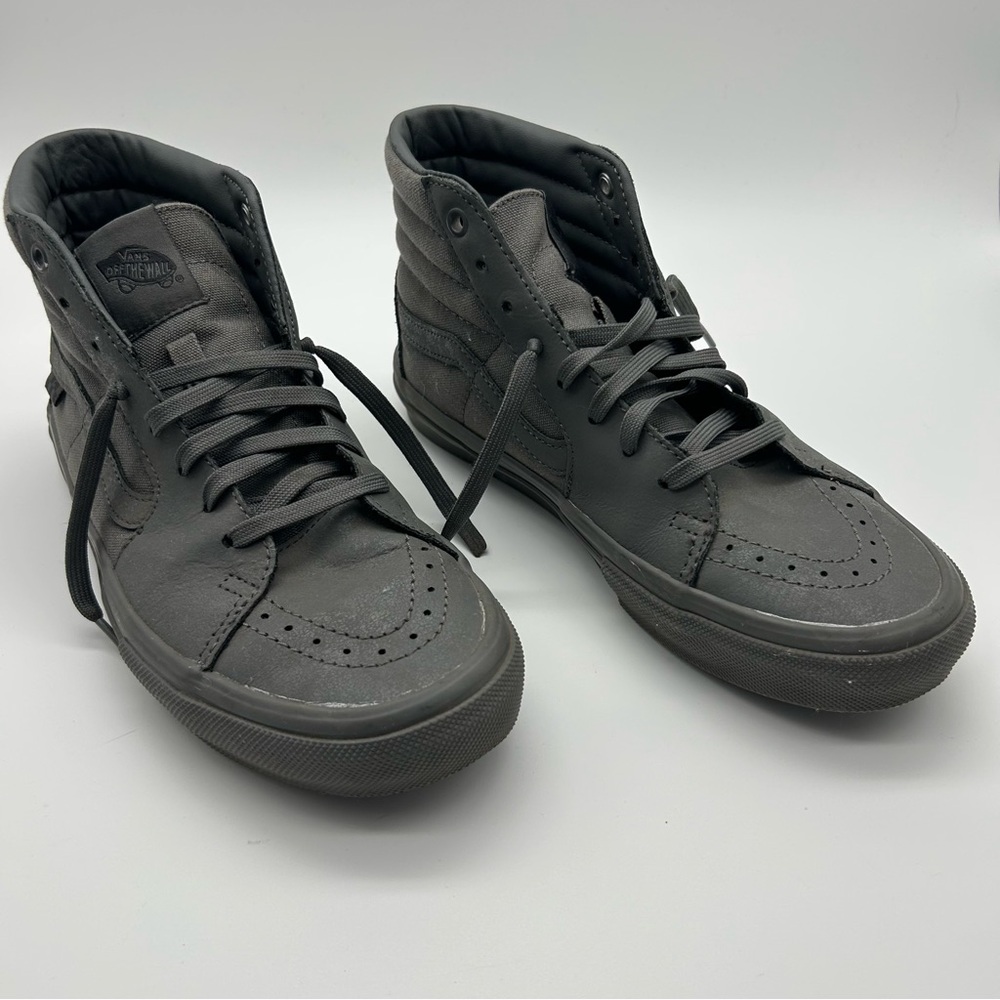 Vans Sk8-Hi Mono Pewter Gray Canvas Suede Skate Shoe Size 8